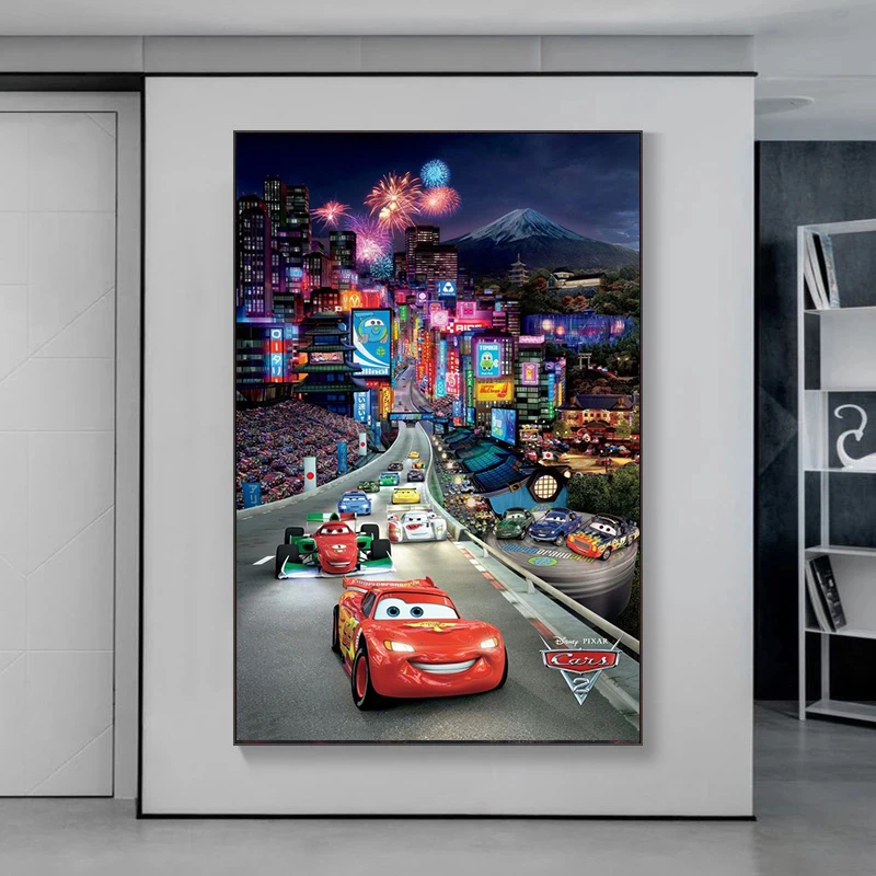 

Canvas Painting Cars Poster and Print Abstract Graffiti Disney Animation Art Wall Picture for Living Room Home Decor Unframed