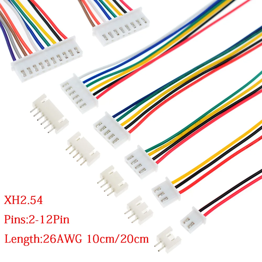 

5 комплектов JST XH2.54 разъемов 2/3/4/5/6/7/8-контактных 26AWG