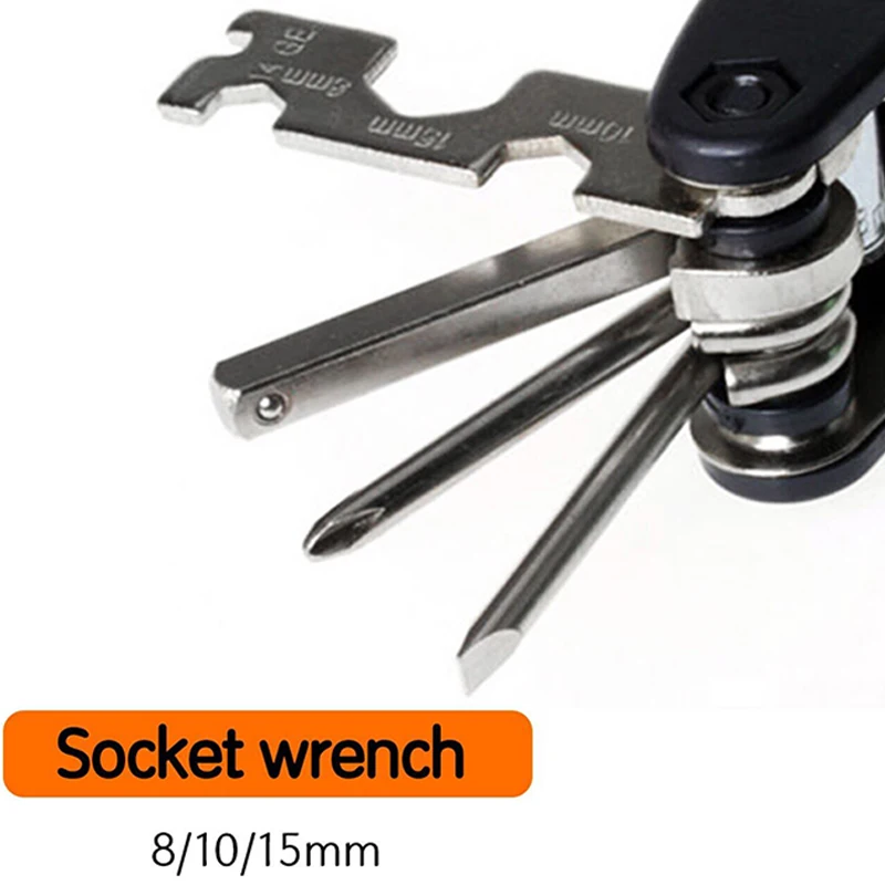 Портативный складной инструмент для ремонта мотоцикла и велосипеда 16 в 1 шт.