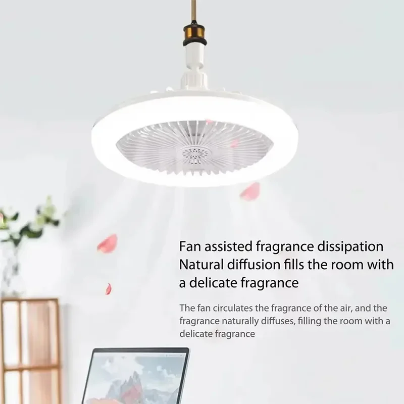 3 In 1 Aromatherapy Ceiling Fan With LED Light Remote Control Infinitely Dimmable Lamp E27 Base Bottom Noise Mute