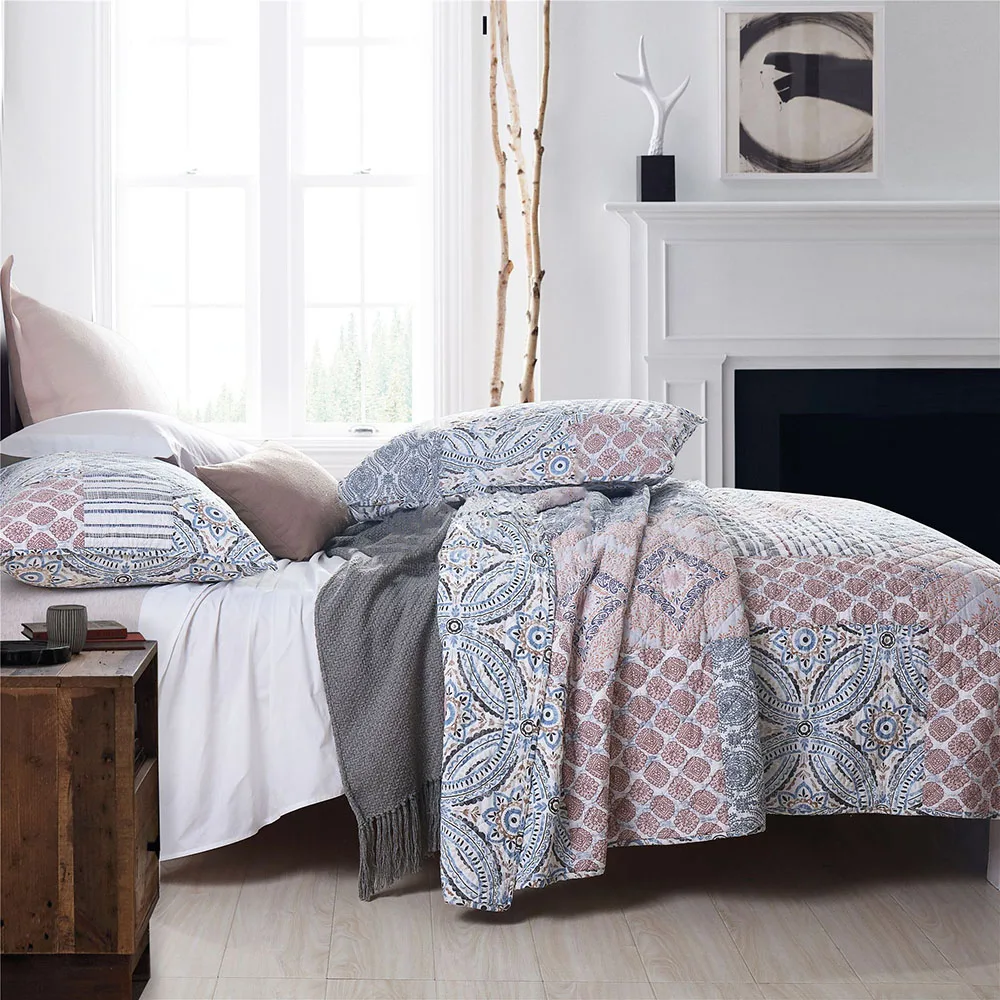 Комплект хлопкового одеяла CHAUSUB настоящее лоскутное покрывало на кровать 3 шт.