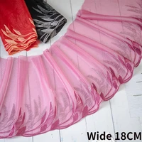 18cm wide elegant black red pink tulle mesh soft embroidered lace ribbon diy crafts handmade curtain apparel sewing supplies