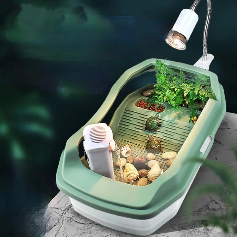 

Modern Turtle Jar Provided with Balcony Special Ecological Pot Turtle Box Landscape Villa Feeding Box Household Breeding Turtle