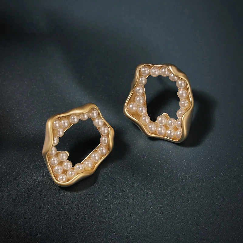 

Серьги неправильной формы, уникальный дизайн, серьги с жемчугом, новая мода в 2022 году, Золотая бриллиант, женская