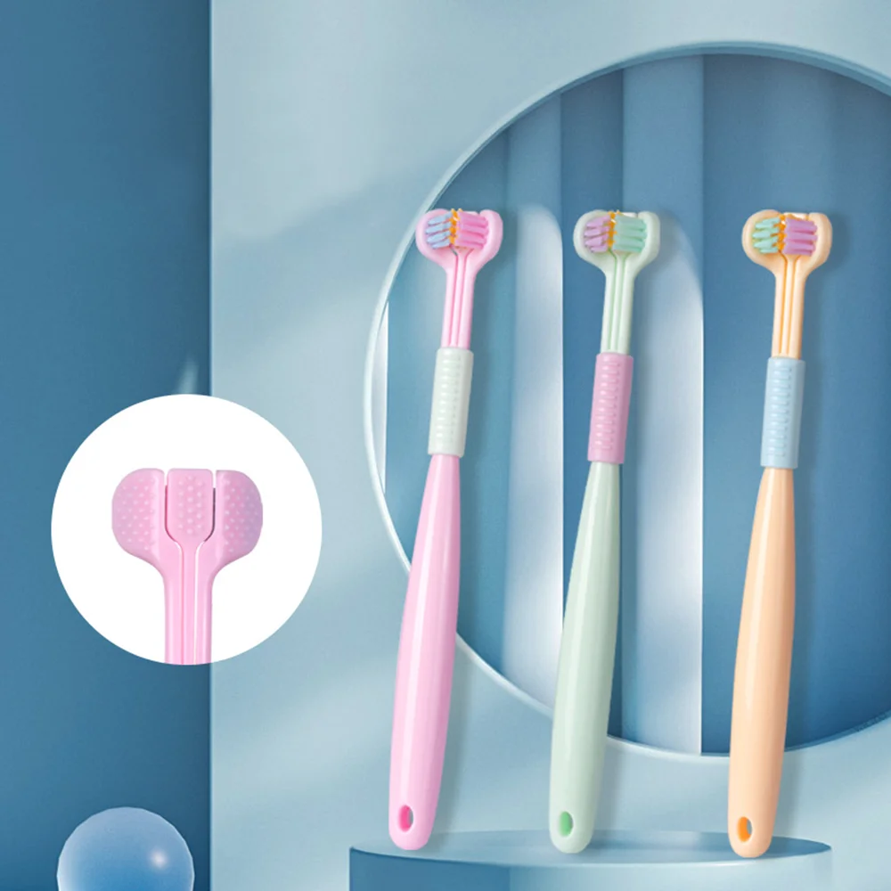 

3D стерео трехсторонняя зубная щетка PBT ультра тонкие мягкие волосы зубная щетка для взрослых скребок для языка Глубокая чистка уход за полостью рта зубная щетка
