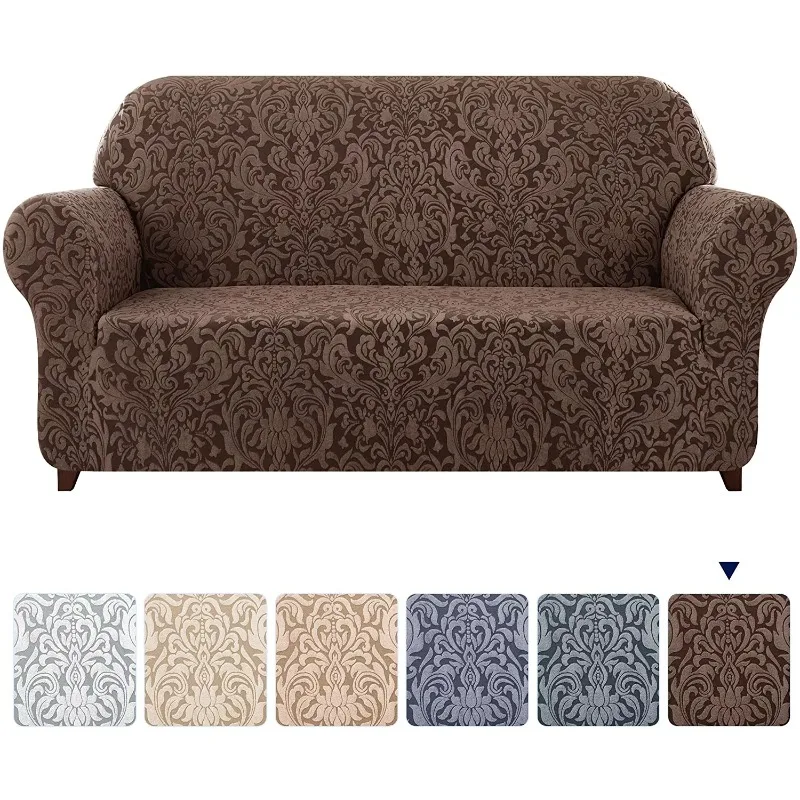 

Subrtex Sofa Slipcover 1-Piece Jacquard Damask Couch Cover,Sofa,Brown