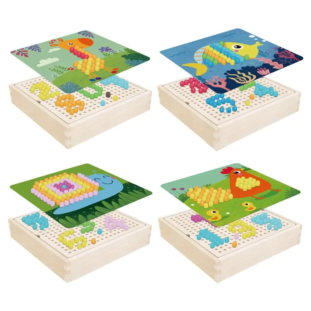 

Wooden Multicolor Mushroom Pegs Learning Development Fine Motor Skill Toys