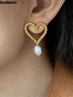 kshmir 2022 fashion heart shaped twist pearl eardrop freshwater pearl temperament female earrings jewelry accessories gift