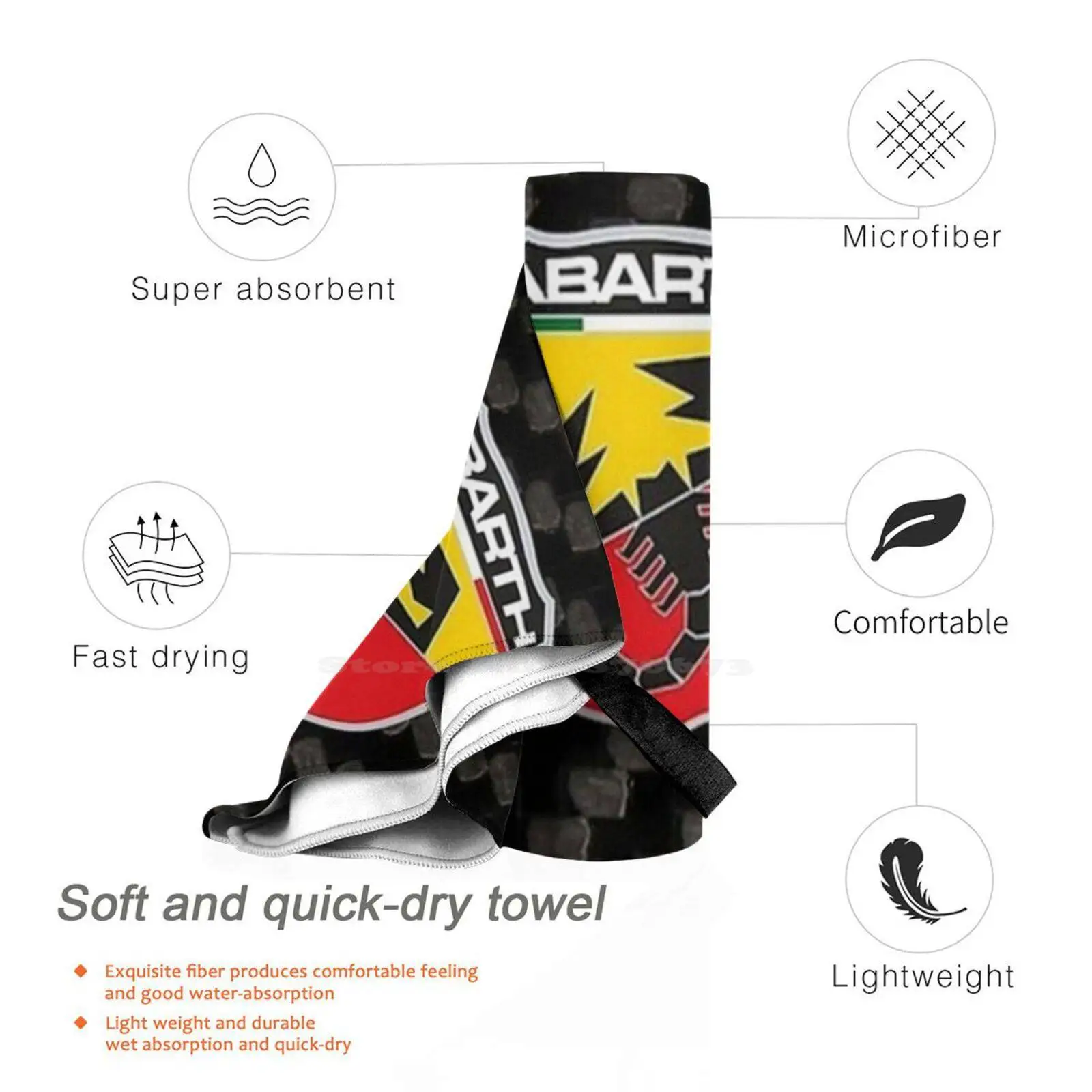 Мочалка с принтом Cerbons мягкое полотенце из углеродного волокна узор Abarth Competizione