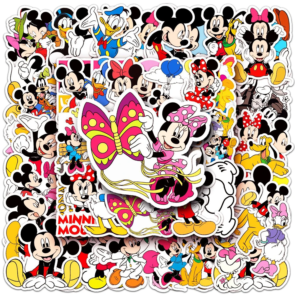 

10/30/50pcs Cartoon Mickey Minnie Mouse Stickers Cute Decoration Sticker for Laptop Luggage Guitar Stationery Graffiti Toy Decal