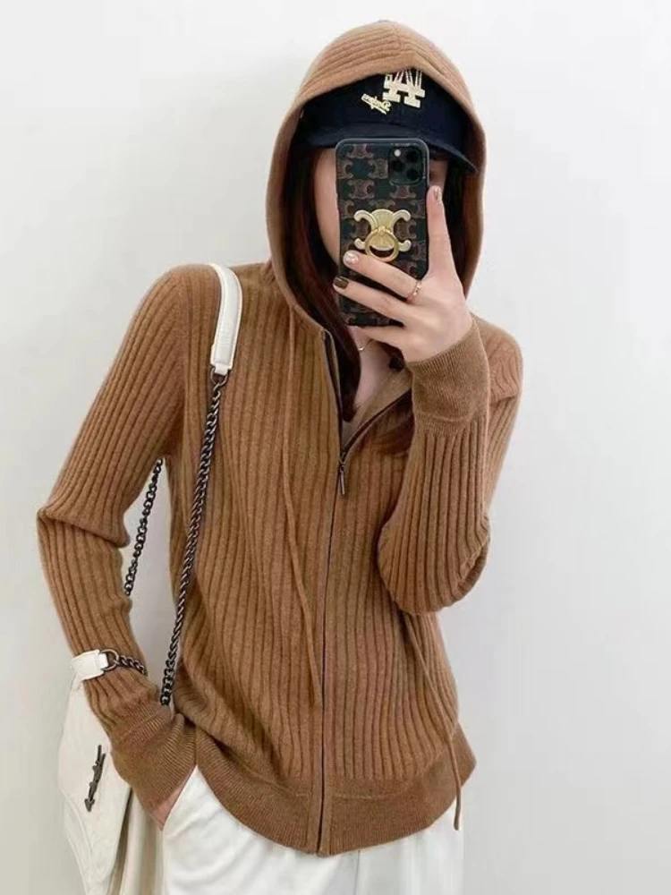 

Hooded Sweaters Sweatshirts New Knitted Cardigan Women's Clothing Bottoming Sweater Casual Hoodies Coat Cardigan Autumn Winter