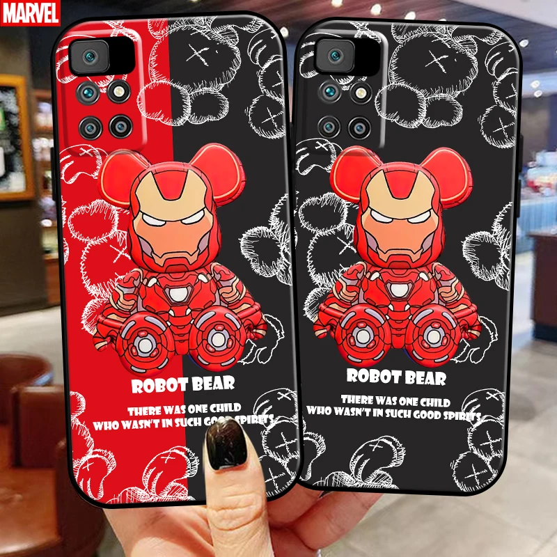 

Marvel Venom Spiderman Cute Bear For Xiaomi Redmi 10 6.5 Inch Phone Case Black Back Carcasa Funda Liquid Silicon Coque