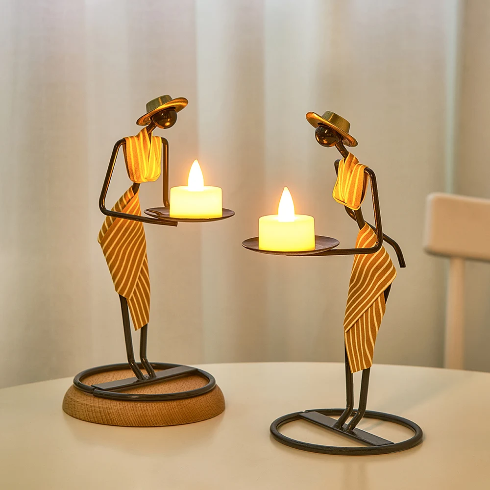 

Candle Holders Home Decoration Accessories Rustic Wedding Table Centerpiece Decor Living Room Human Figurines Candlestick Gifts