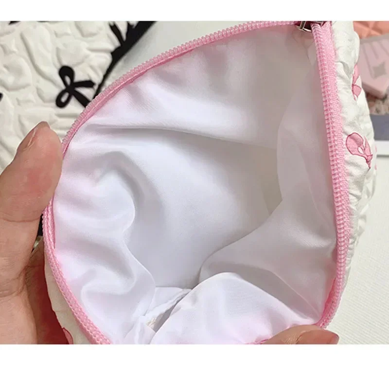 Кремовый розовый бант косметичка для женщин органайзер путешествий хранения