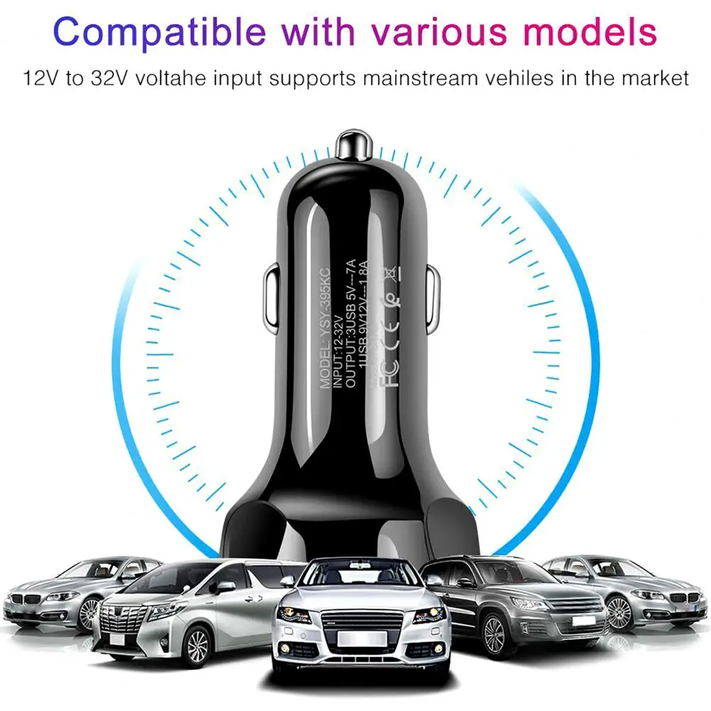 

Car Charger 3-in-1 USB Cigarette Lighter In Car Xiaomi Car Battery Charger Mobile Phone Charging Display Voltmeter Fast Charging