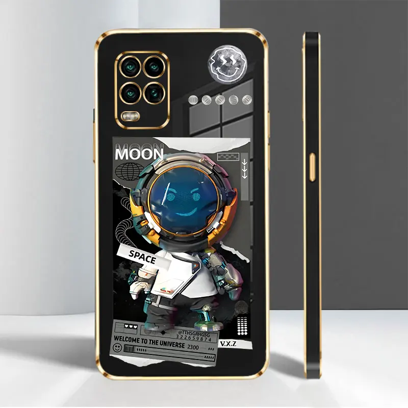 

Case Coque for Xiaomi Poco X3 X4 NFC Mi 10 11 Lite 5G 11T F3 GT F4 K30 Pro M4 Mechanical Astronaut Cell Original Gold Plating