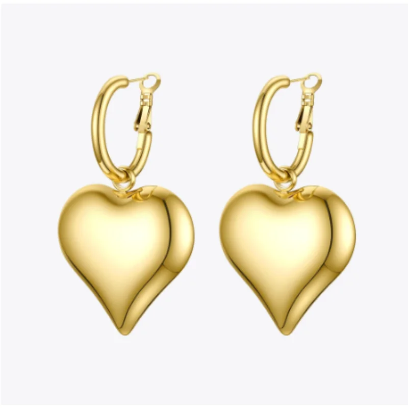 Minimalist Heart Drop Earrings Women's Stainless Steel Yellow Gold Dangle Earrings Fashion Jewellery Party Gift 2022