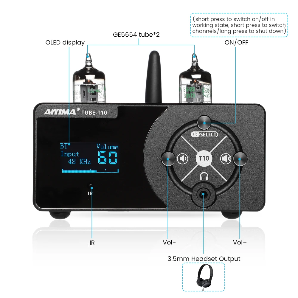 AIYIMA Tube-T10 аудио декодер BT 5 0 QCC3031Tube предусилитель для наушников RCA PC-USB Atpx