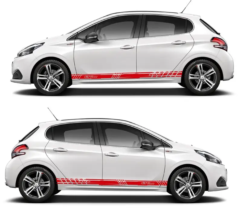

Set Of Stickers Decal Compatible With Peugeot 208car Long Stripe Decal 2PCS