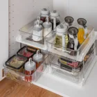 2-уровневый кухонный стеллаж для хранения бутылок для специй, подставка под раковину, контейнер для хранения соевого соуса, уксуса, приправ