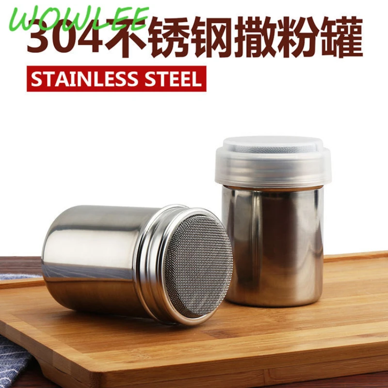 

Stainless Steel Coffee Shaker Cocoa Chocolate Flour Powdered Sugar Sieve Filters Foam Spray Kitchen Cake BBQ Tools with Lid