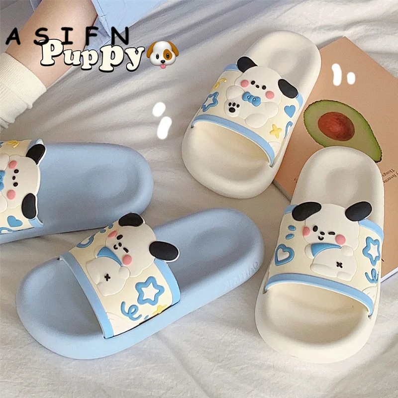 

ASIFN Super Cute Puppy Slippers Home Indoor Soft Bottom Bath Flip Flops Sandals Lightweight Soft Shoes Female Summer Footwear