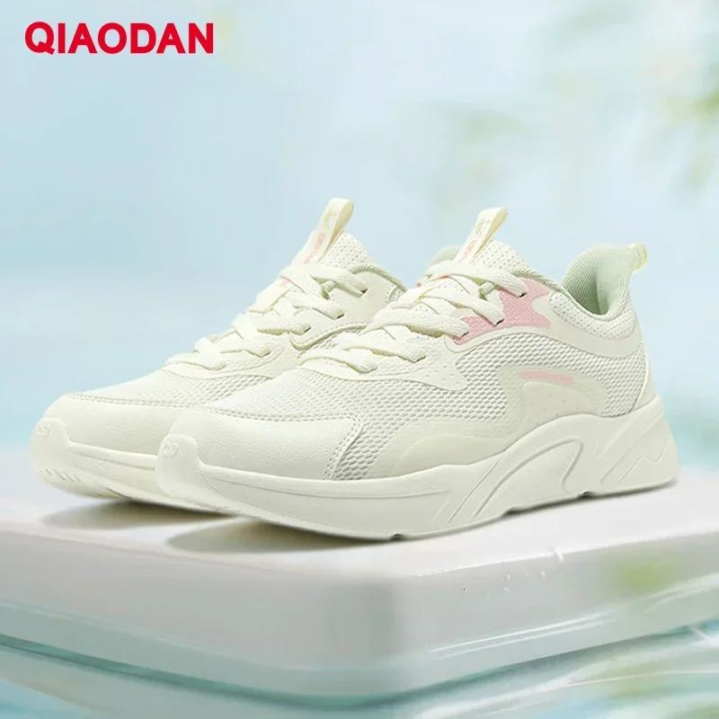 QIAODAN Running Shoes Women's 2024 Summer New Mesh Breathable Shock-absorbing Lightweight Soft-soled Sports XM16240242F