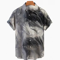 2022 fashion mens shirtssummer short sleeved clothing button hawaiian shirt mens loose ink painting beach top 5xl