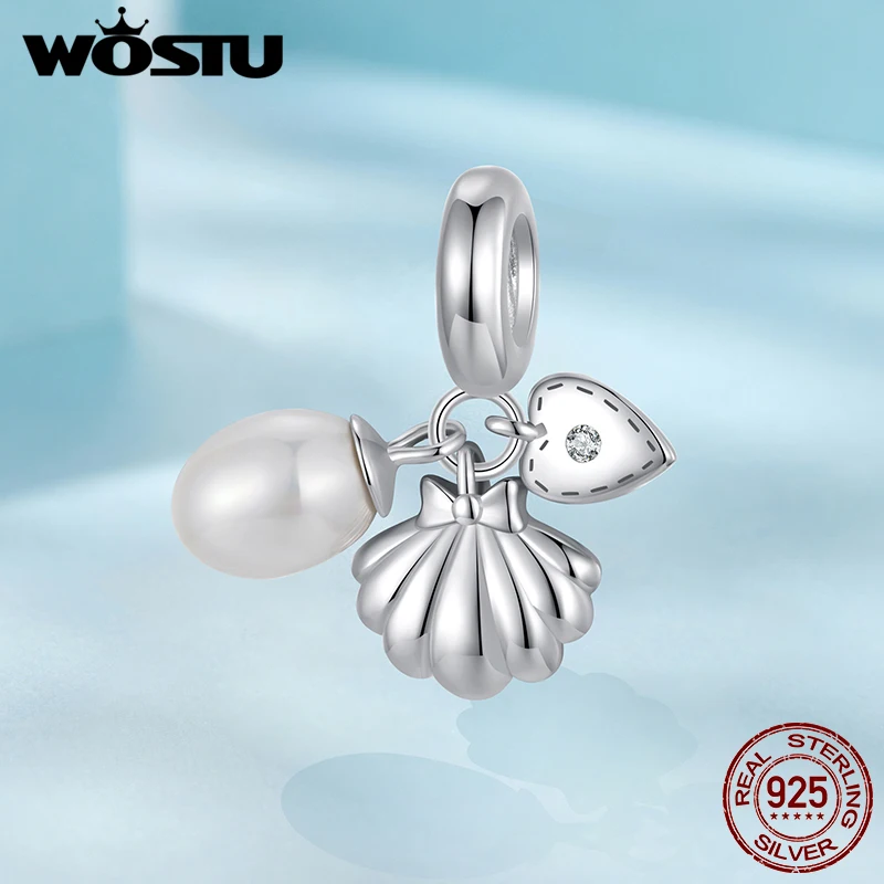 WOSTU настоящее серебро 925 пробы океан морская звезда и ракушка пробка бусина