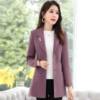 2021 spring autumn new womens woolen coat fashion slim wild female jackets oversize korean fashion slim women blends coats