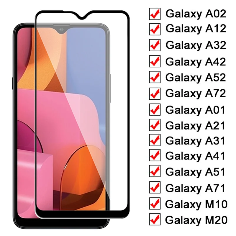 

Закаленное стекло 9D для Samsung Galaxy A01 A21 A31 A41 A51 A71, полное клеевое Защитное стекло для экрана A02 A12 A32 A42 A52 A72