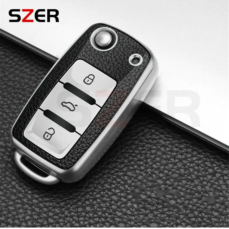 

Кожаный Чехол Для Ключей Для Volkswagen VW Polo Golf Passat Caddy T5 Up Eos Skoda Octavia Seat Leon Altea - Чехол Для Ключей ...