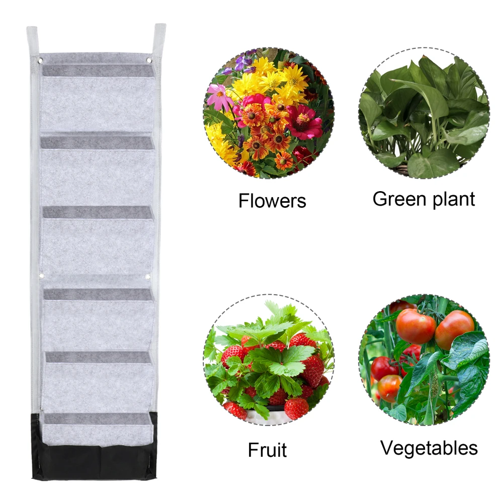 

Wall-mounted Planting Bag Breathable Save Space Deeper Hanging 6 Pockets Vertical Gardening Supplies Self-absorbing Flower Pot