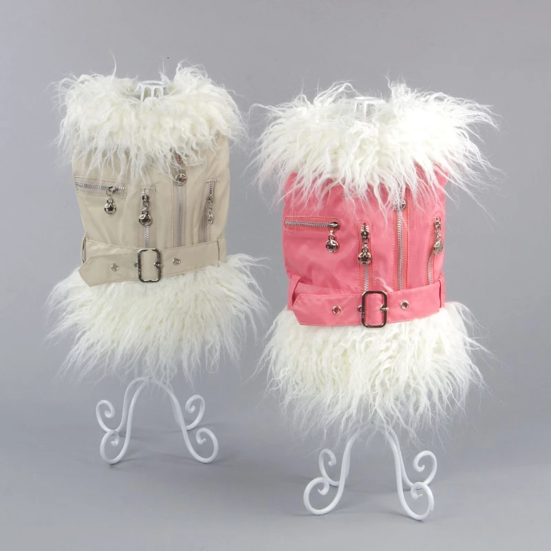 

Cat Puppy Hoodie Winter Clothes Clothing Dog Pet PU Leather Warm Dress Coat Jacket Belt and Zipper Design