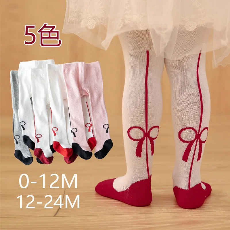 

Toddler Girl Tights Cotton Princess bow knot Print Pantyhose Baby Girls Lovely Bottoming Pants New Little Girl Tights 0-2Y