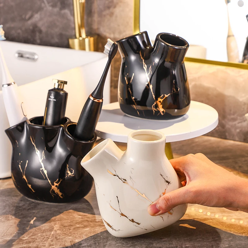 

1pc Creative Toothbrush Holder Bathroom Accessories Ceramic Household Washing Tools Toothbrush Sundries Shelf Decoration