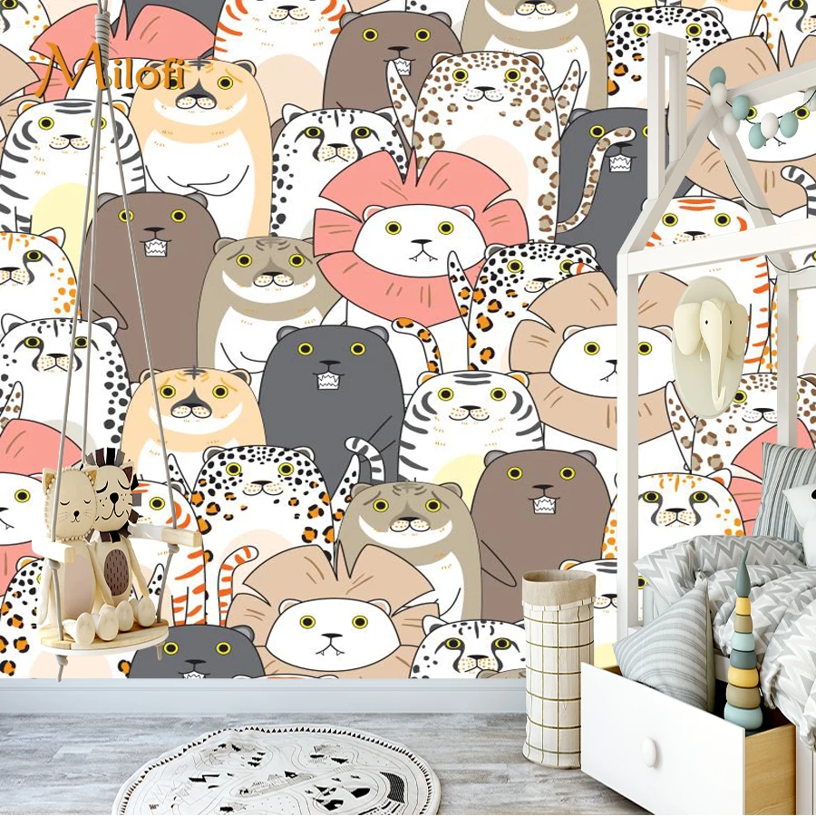 

Milofi Customized Infinite Splice Pattern Kawaii Cute Cat Cartoon Animal Background Wallpaper Mural Home Decoration Painting