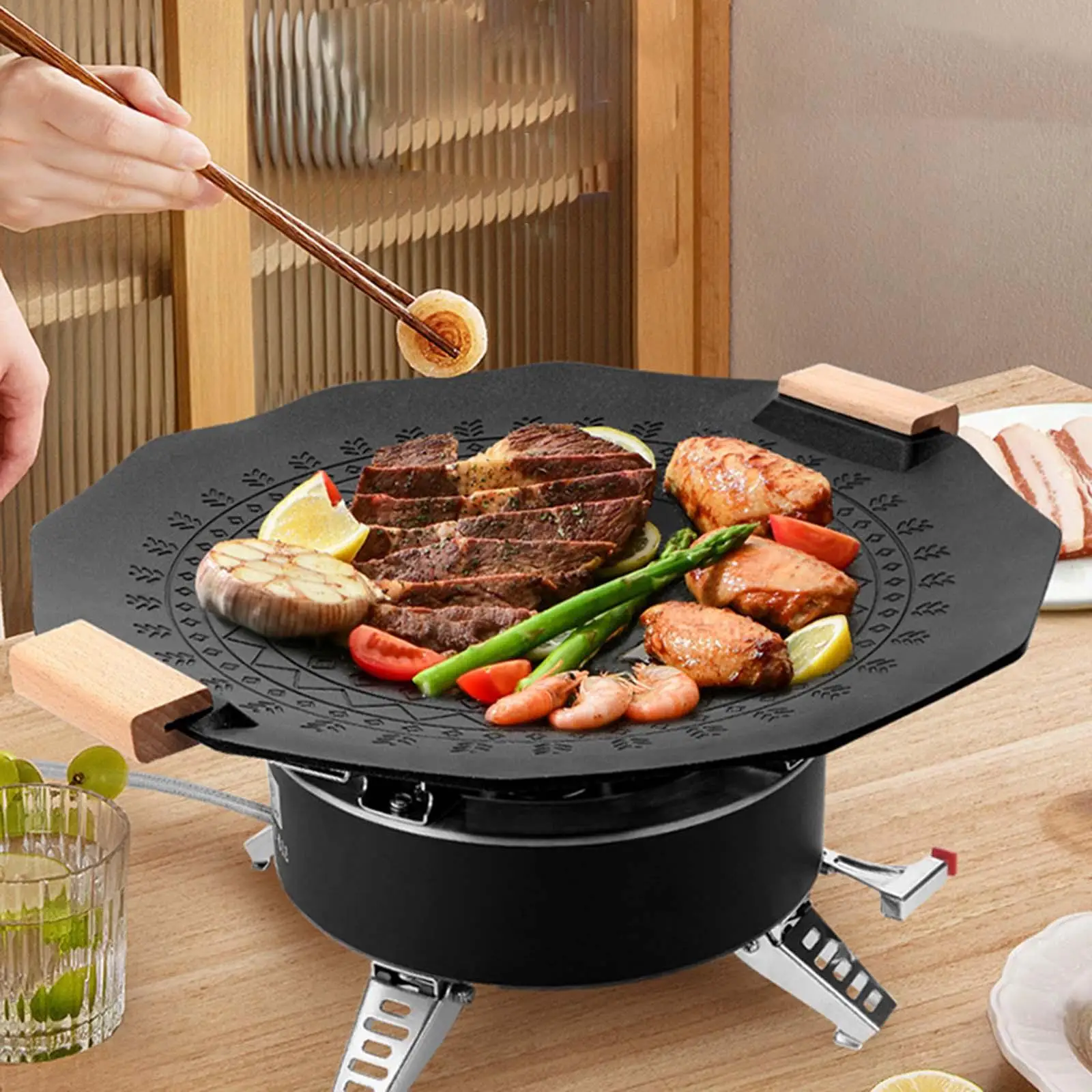 

Portable Frying Pan 14" Frying Plate Tray for Frying Picnic Baking