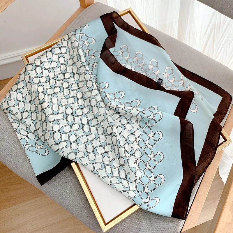 

Новинка весна-осень 2022, шелковые шарфы 70x70 см, квадратные шарфы, женский модный декоративный шарф, повязка для волос, переплетная сумка, шарф-...