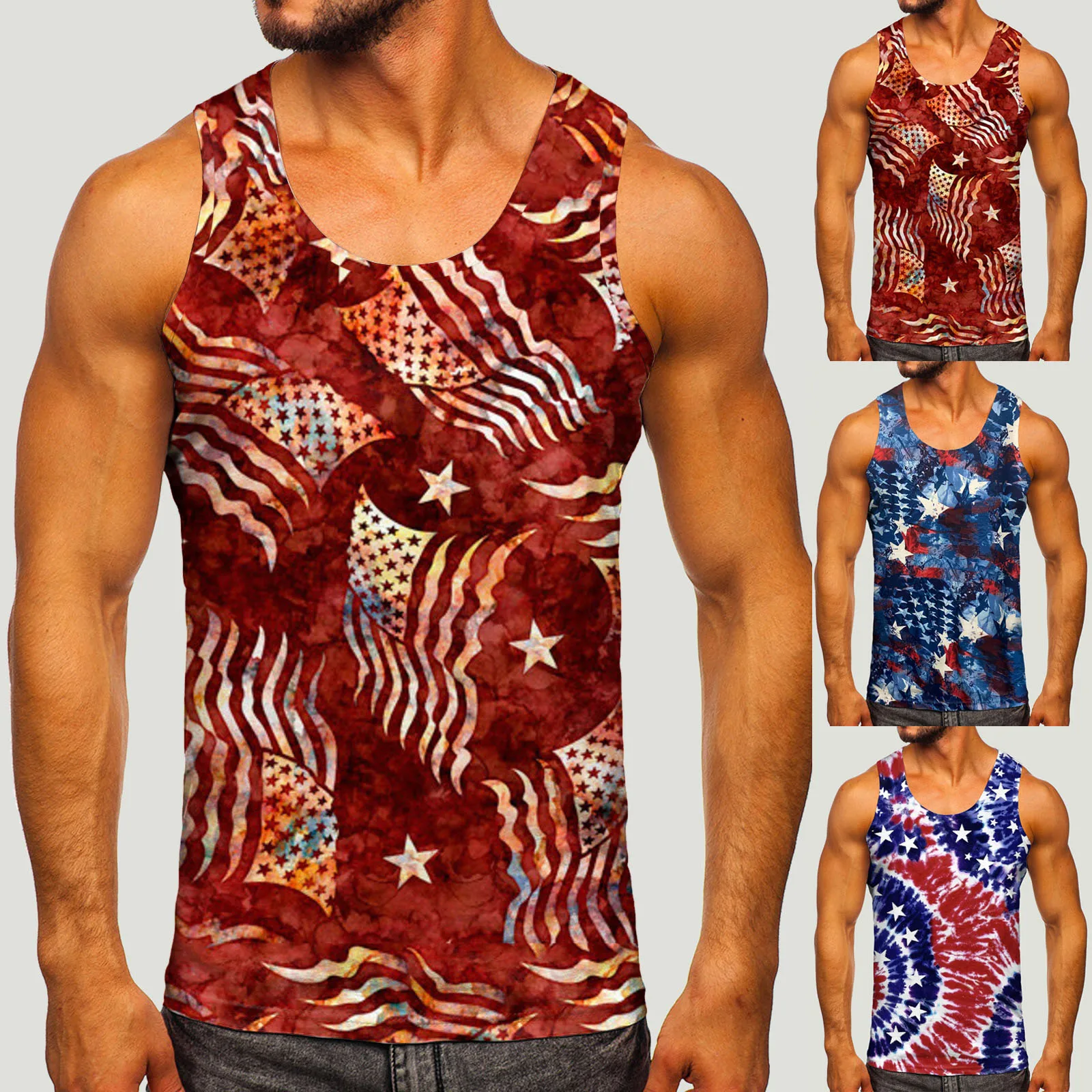 

Athletic Shirt Men Short Sleeve Men Fashion Spring Summer Casual Sleeveless O Neck Printed Tank Tops Blouse Crop Tops for Men