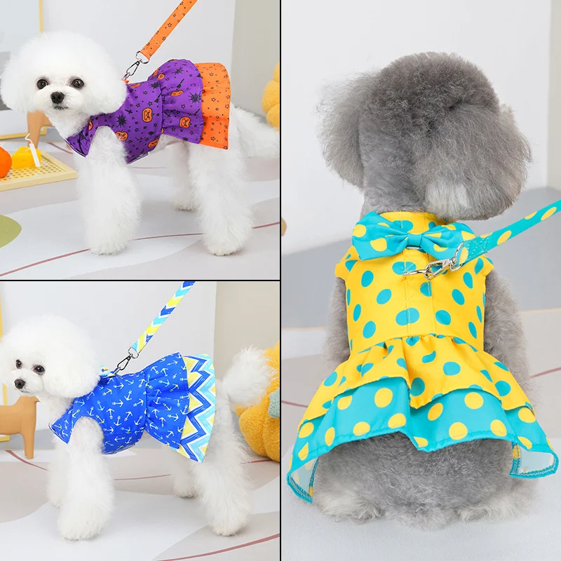 

Summer Dog Harness Skirt Cat Puppy Dog Dress Yorkshire Pomeranian Clothes Shih Tzu Maltese Bichon Poodle Schnauzer Clothing