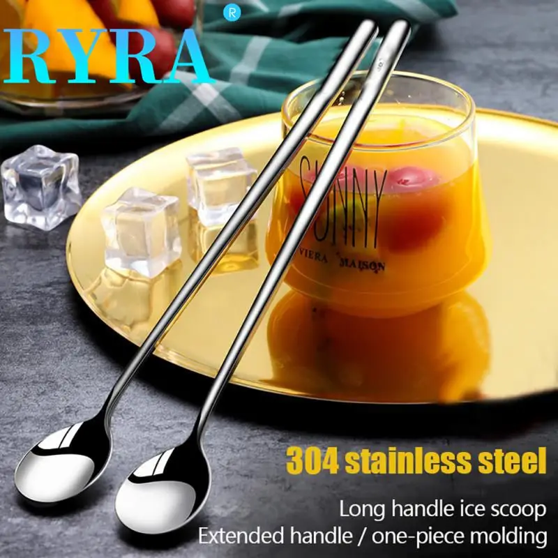 

Teaspoon 304 Stainless Steel Spoon Long Handle Spoon Coffee Tea Spoon Home Tableware Soup Spoon Stirring Spoons Kitchen Tool