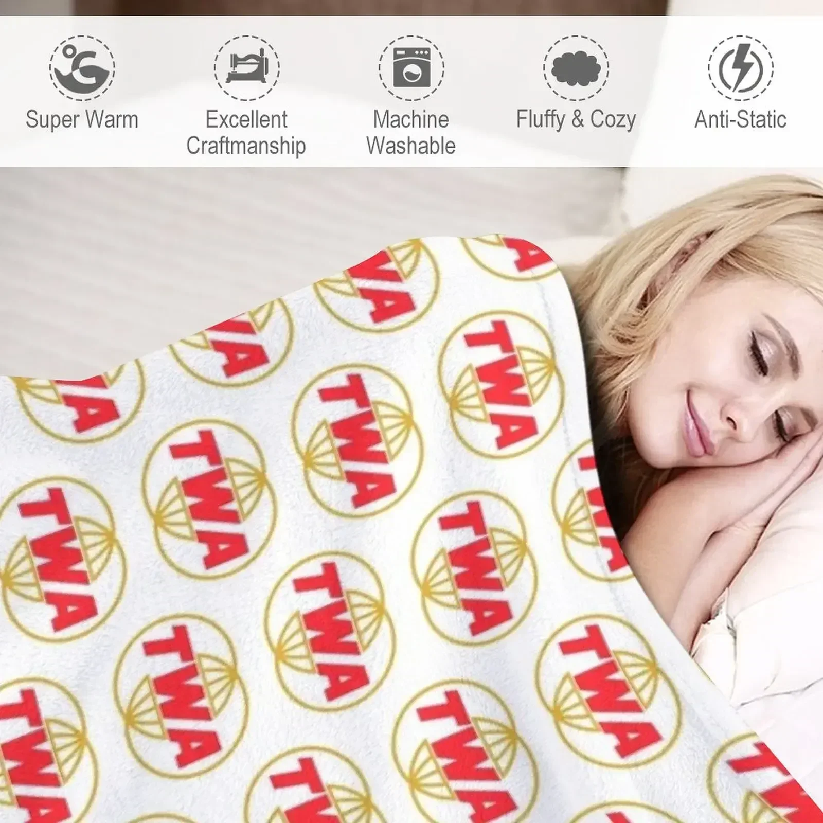 TWA Airlines - винтажное одеяло с логотипом для кемпинга милые клетчатые декоративные