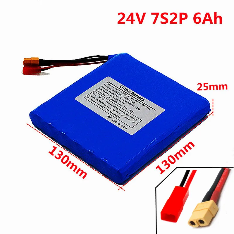 24V Scooters Battery 18650 7S2P 6000mAh Lithium-ion Battery Pack for 25.2V/29.4V Small Electric Unicycles Scooters Toys Bicycle