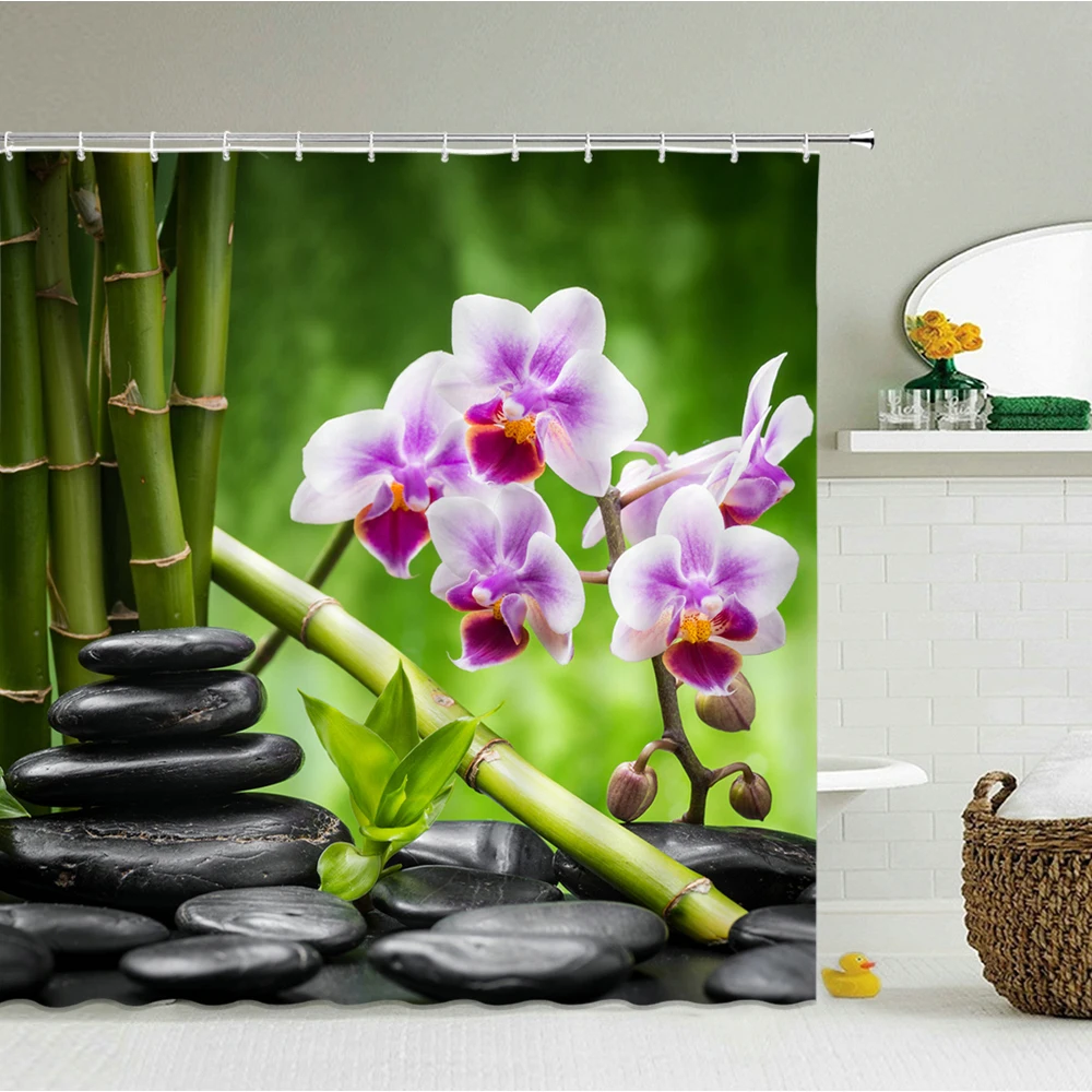 

Rainforest Landscape Shower Curtains Forest Waterfall Beautiful Natural Scenery Luxury Bathroom Decor Screen With Hooks