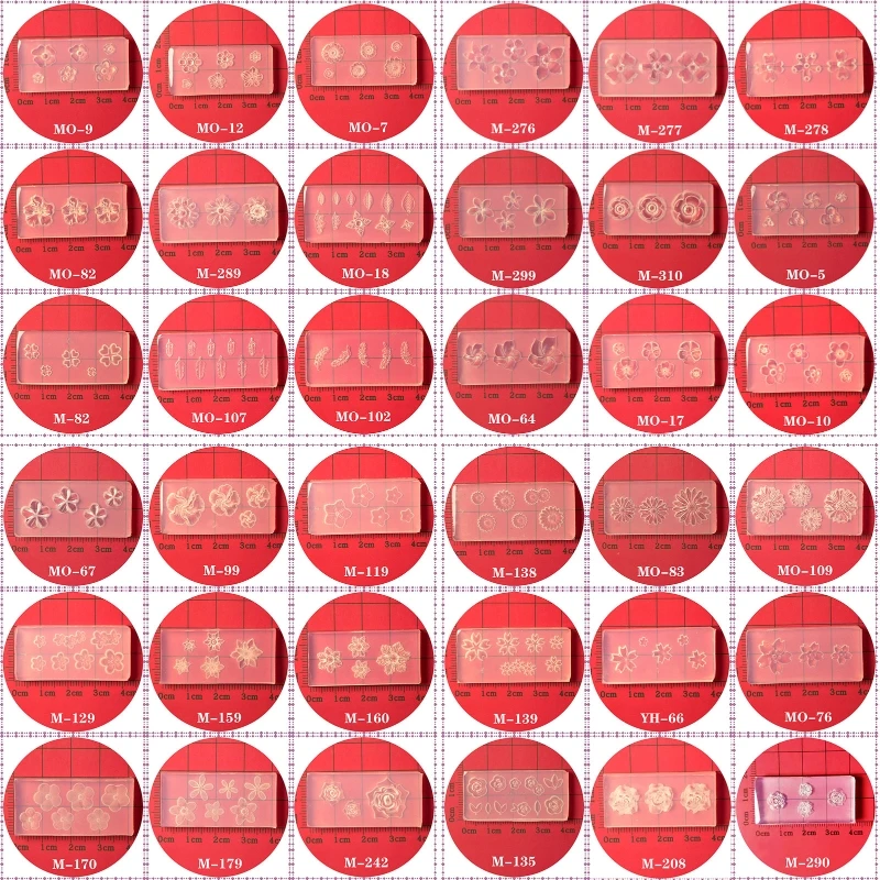 

652F Silicone Carving Mold 3D Various Size Five Flowers Stamping Mold