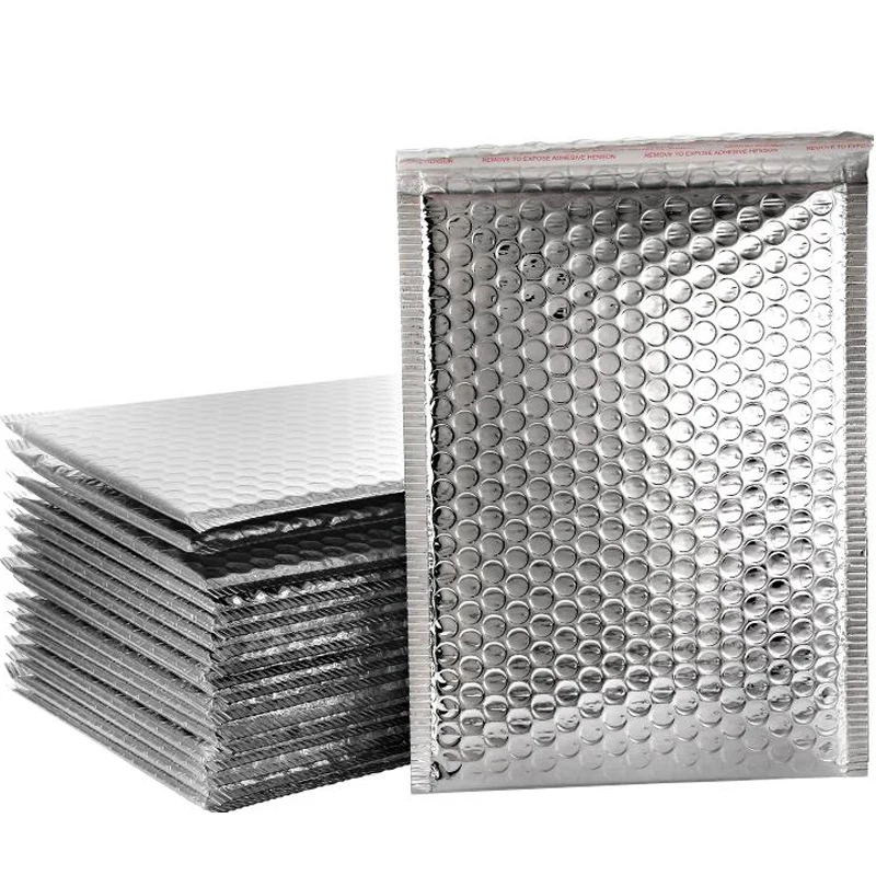 Tanie 50 Sztuk/partia Aluminiowane Bubble Mailer Poly Mailing Torby Wysyłka Koperty Z Bubble Wysyłka Opakowania Koperty Mailers Wyściełane