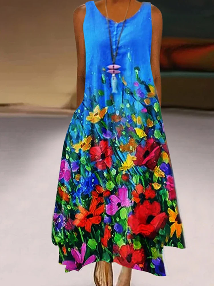 

Длинное вечернее Клубное платье с принтом, элегантное винтажное Плиссированное Платье Бохо трапециевидной формы с широким подолом, женско...