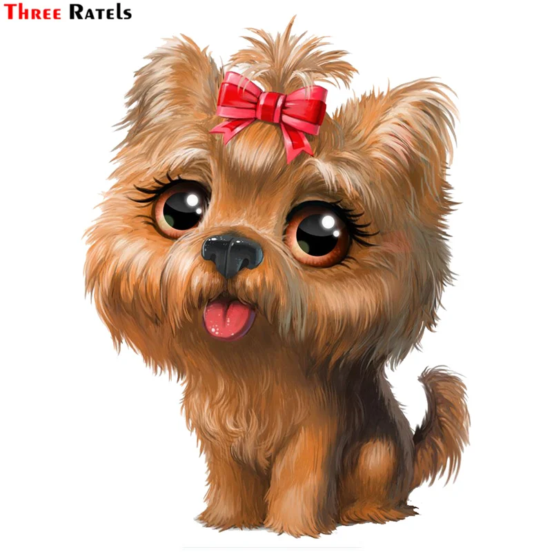 

Three Ratels TRL542# 12x16.1cm Cartoon Yorkshire Terrier Dog Car Funny Stickers And Decals