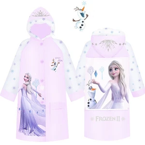 Disney Kids Frozen Raincoat Cartoon Princess Poncho Book Bag Reflective Strip Inflatable Cap Children Boy Girl Raining Coat